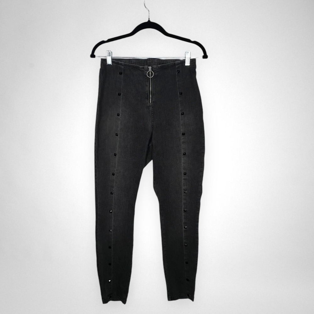 ZEZA B Medium Studded High‎ Waist Black Denim Ankle Jeggings